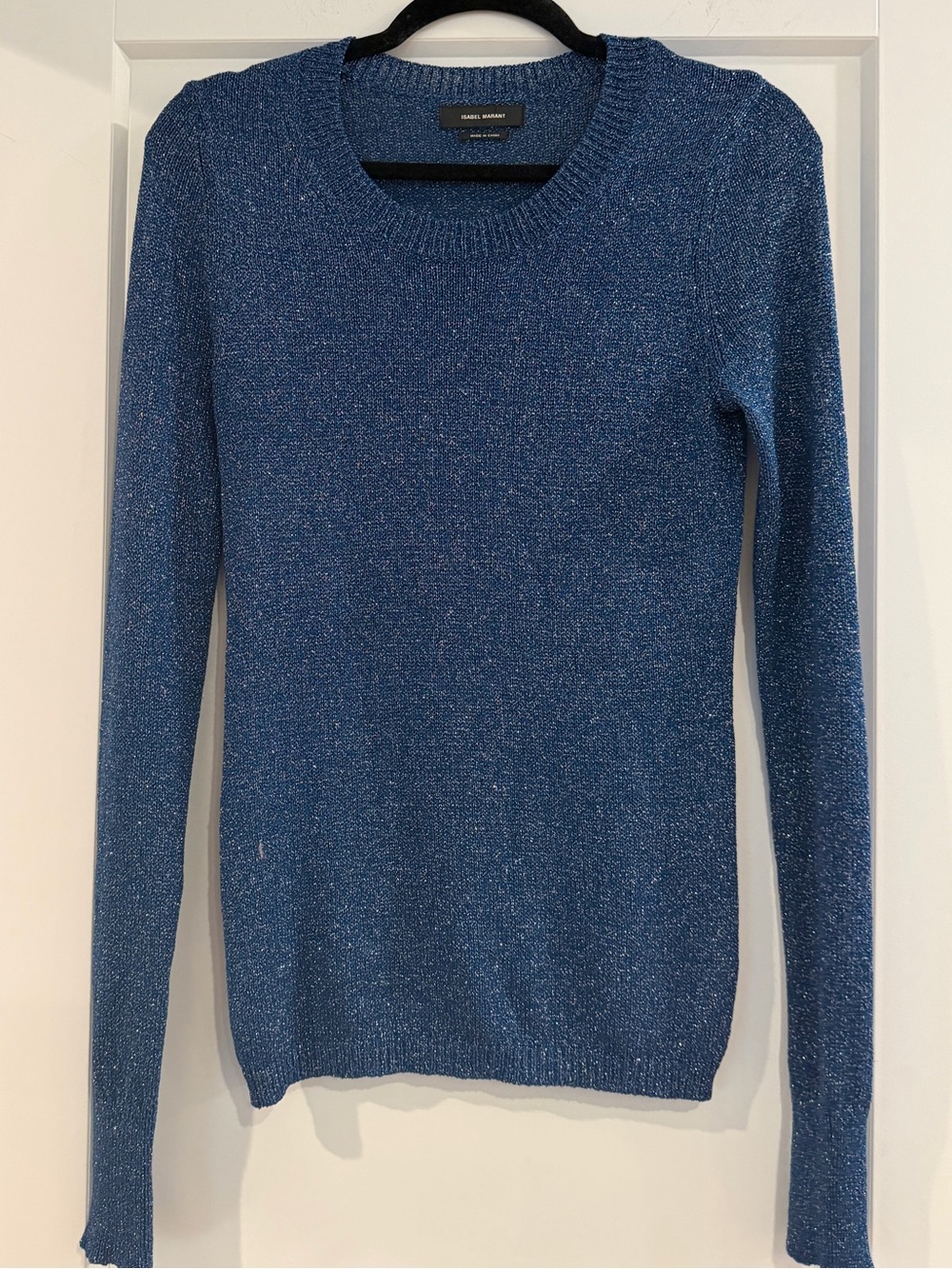 Metallic Blue Crewneck Sweater by Isabel Marant